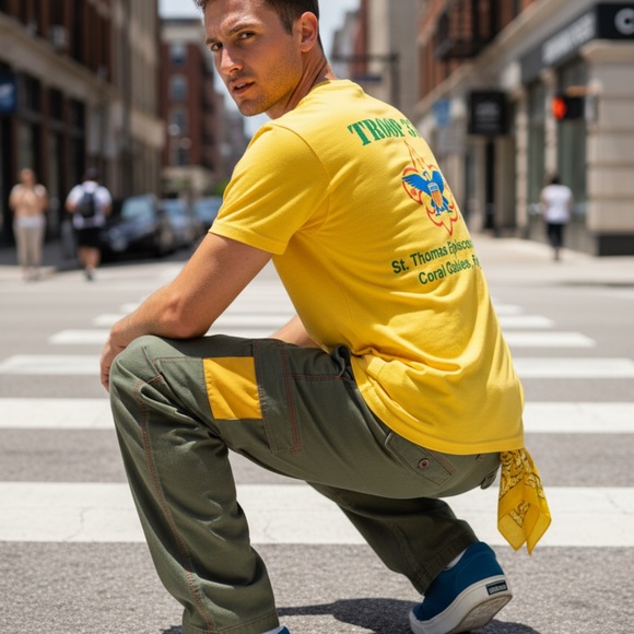 Gildan Troop 336 Coral Gables Graphic Tee Yellow Regular - Picture 3 of 9